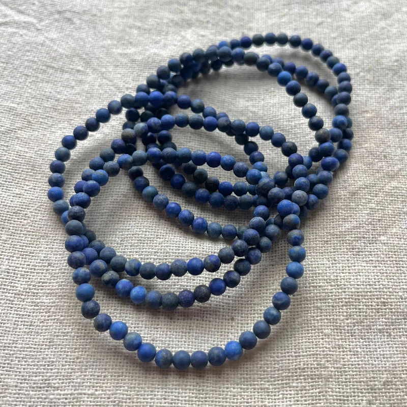 women smooth bangles -Lapis Lazuli 4mm Beaded Bracelet - Inner Truth