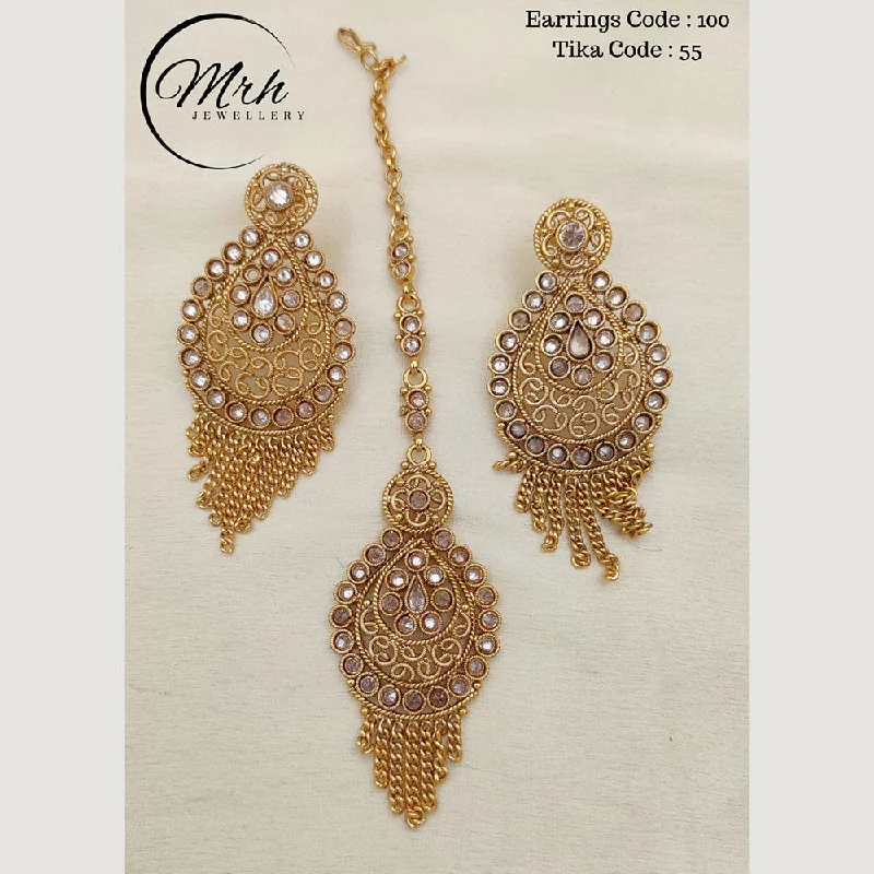 women gold-plated earrings -Jewel Addiction Copper Gold Plated Earrings With Mangtikka