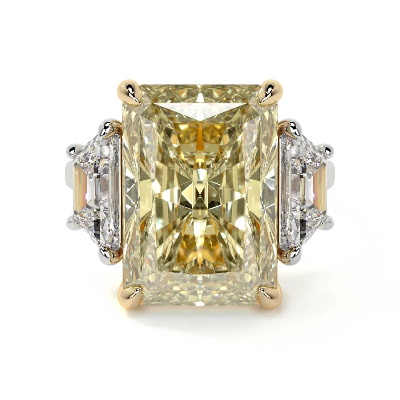 women fashion rings -Fancy Intense Yellow Radiant Cut Diamond Ring, 10 Carat