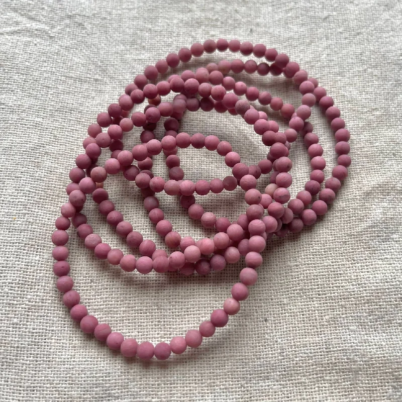 women handmade bracelets -Rhodochrosite 4mm Beaded Bracelet - Compassion