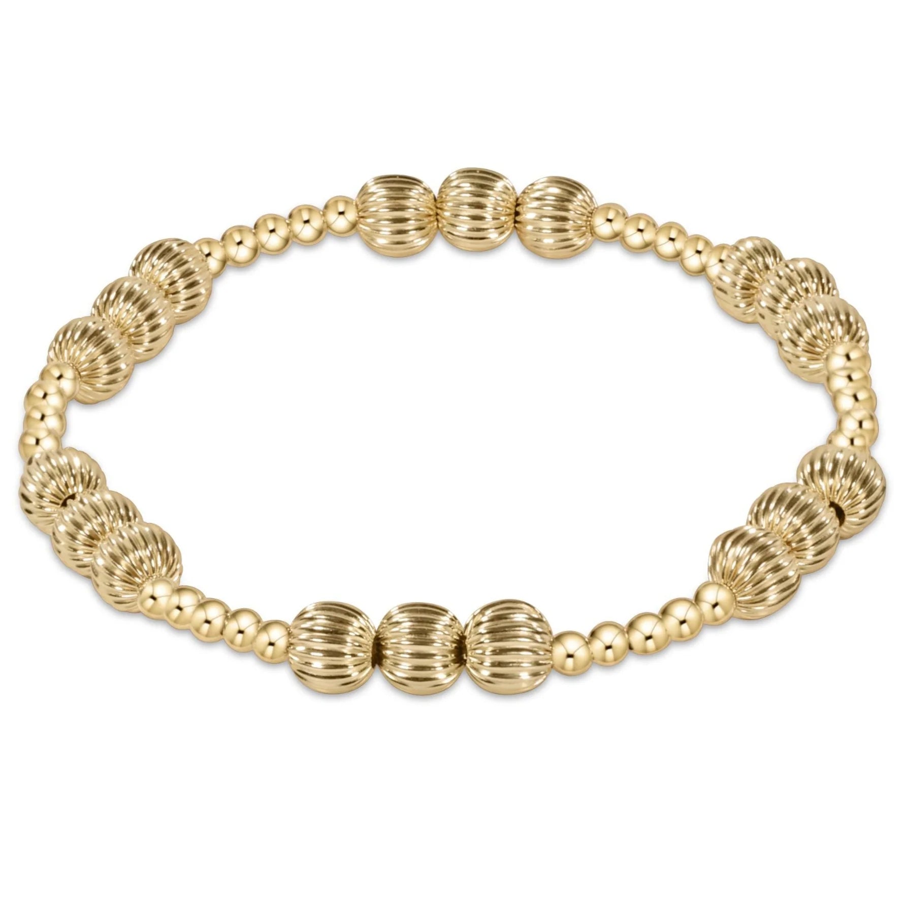 women oversized bangles -Dignity Joy Pattern 6mm Bead Bracelet - Gold