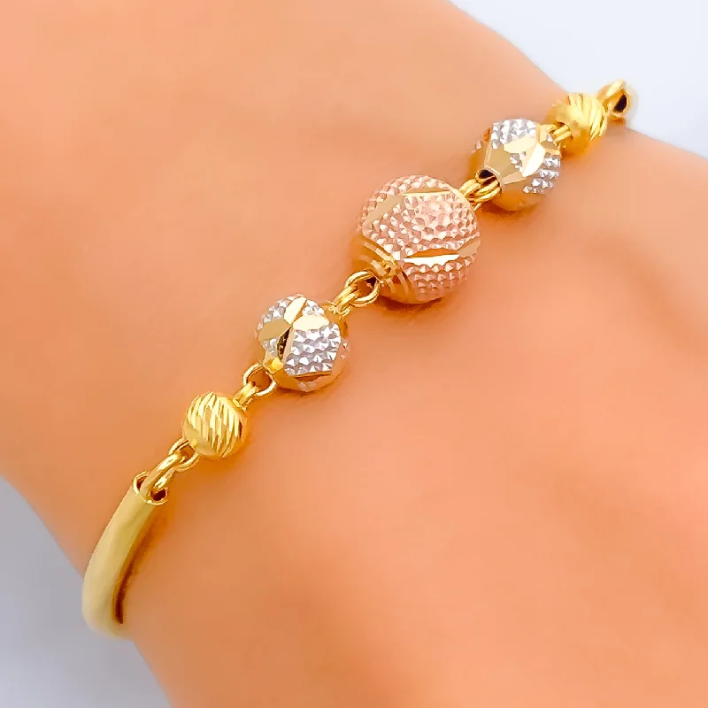 women custom bracelets -Lavish Twinkling 22k Gold Orb Flexi Bangle Bracelet