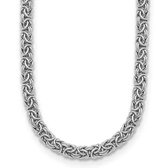 women gold necklaces -Silver Byzantine Necklace with Hollow Links