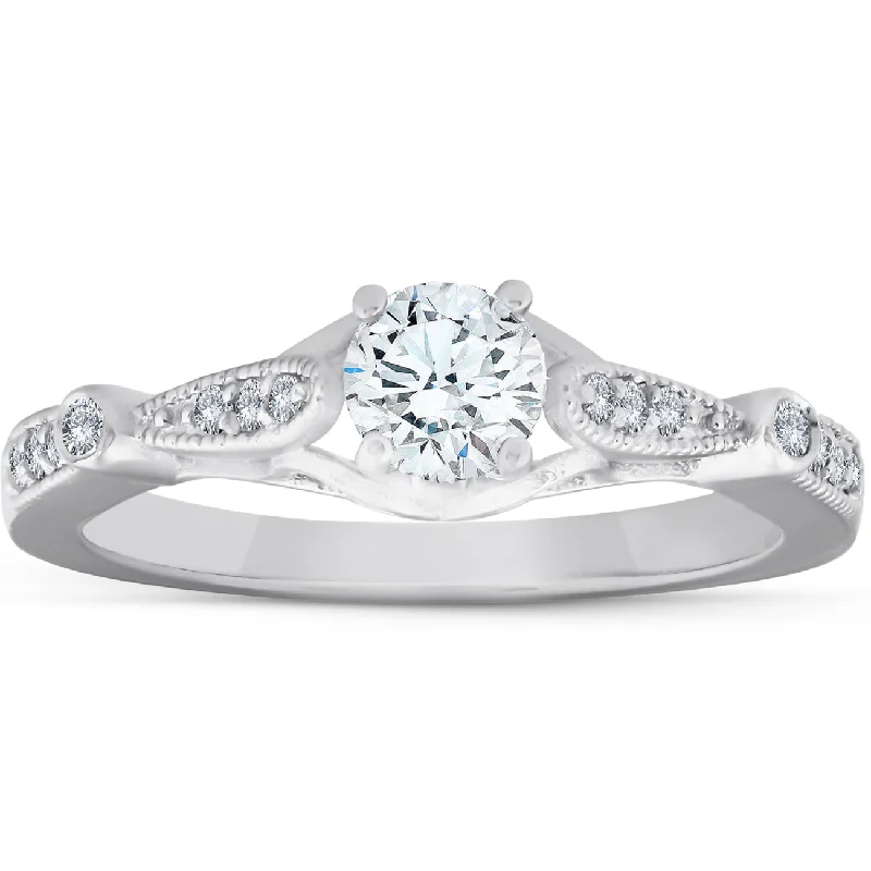 women custom designed engagement rings -5/8ct Diamond Vintage Engagement Ring 950 Platinum