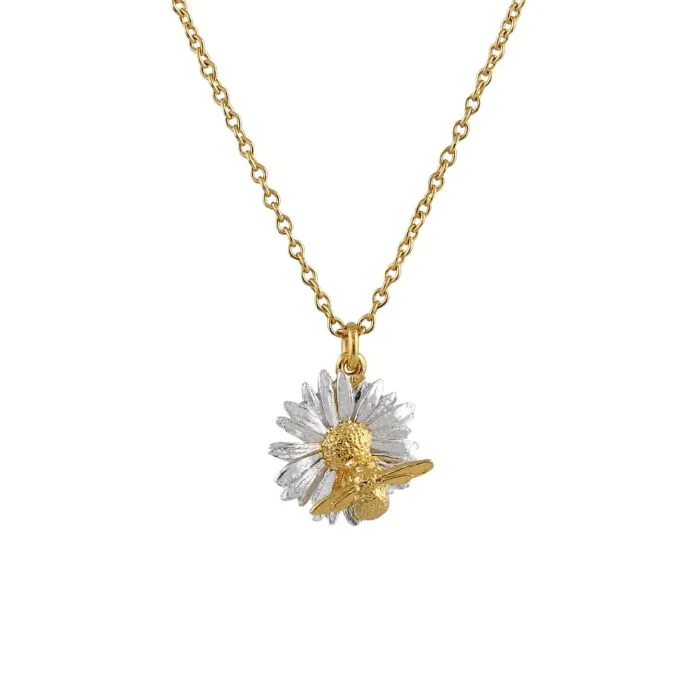 women infinity pendant necklaces -Sterling Silver & Gold Vermeil Necklace - "Daisy & Teeny Weeny Bee"