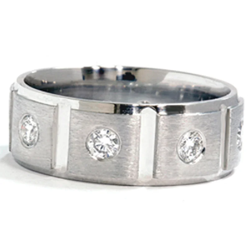 women diamond engagement rings -Mens 1ct Diamond Platinum Comfort Fit Wedding Band