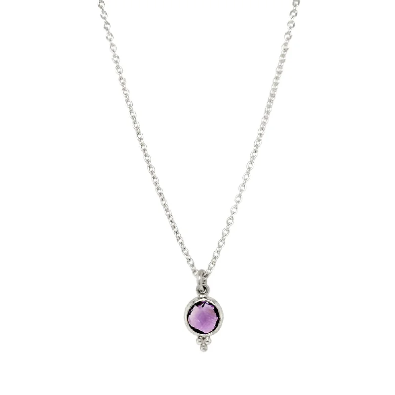 women vintage charm necklaces -Sterling Silver & Amethyst Necklace