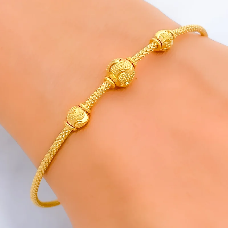 women wedding bangles -Opulent Modern 22k Gold Bangle Bracelet