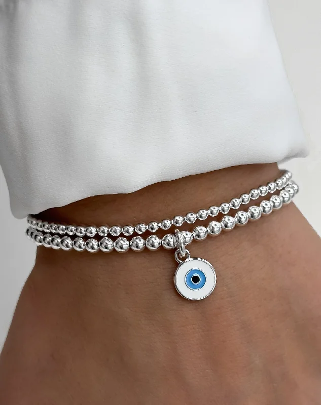 women gemstone bracelets -925 Sterling Silver Bracelet, Evil Eye Charm, Evil Eye Bracelet, Stacked Bracelets, Evil Eye