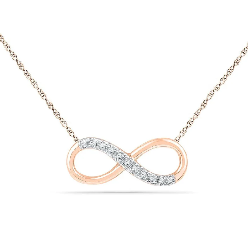 women anniversary necklaces -Diamond Infinity Pendant Necklace, Silver or Gold