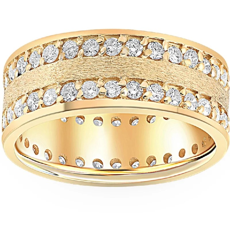 women gold solitaire engagement rings -1 1/2ct Channel Set Diamond Eternity Ring 14K Yellow Gold