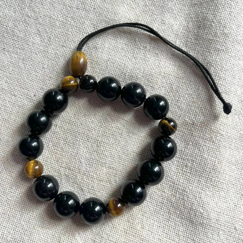 women chain bangles -Komboloi Worry Bead Bracelet - Obsidian