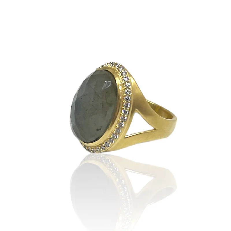 women wedding ring sets -GOLD LABRADORITE FORTE RING