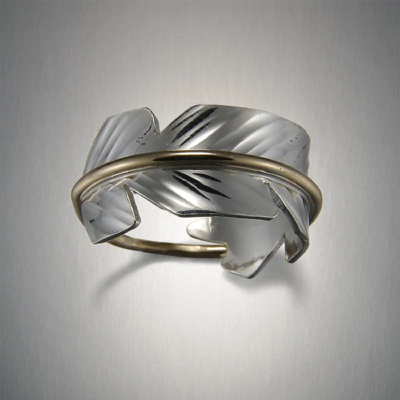 women engraved rings -1915S - Feather Ring  Small