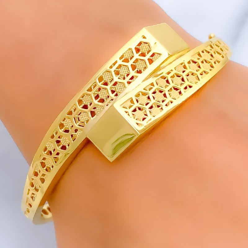 women leather bangles -Iconic Chic Timeless 22k Gold Bangle Bracelet