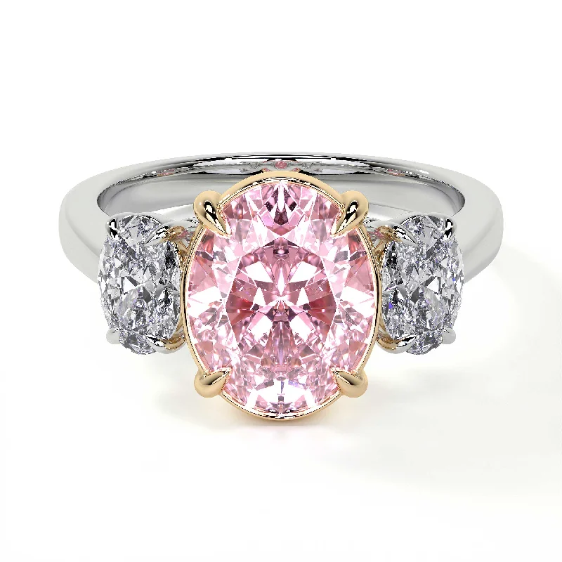 women vintage rings -Oval Pink Diamond Ring