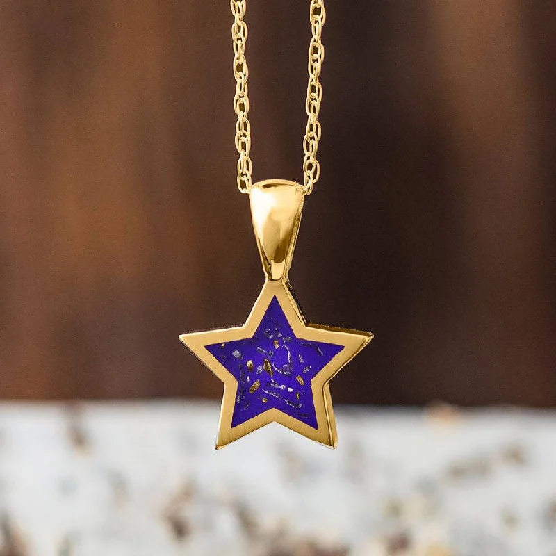 women tassel necklaces -Yellow Gold Star Pendant Necklace With Purple Stardust™