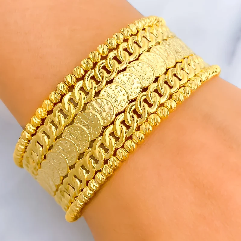 women silver bangles sets -Extravagant 21k Gold Coin Bangle Bracelet