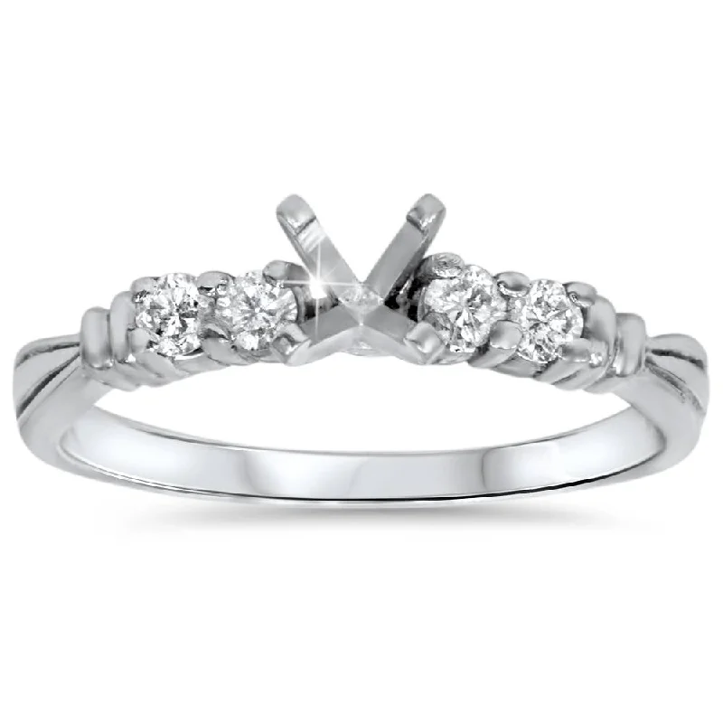 women diamond band engagement rings -1/3ct Diamond Engagement Semi Mount Ring Setting 14K