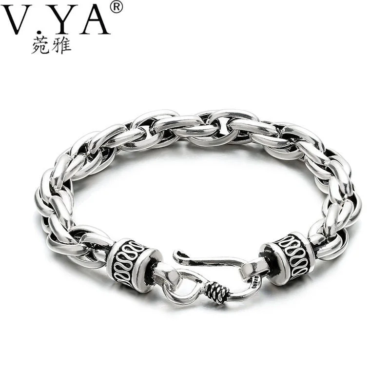 women chunky bracelets -V.Ya Bracelets 100% pure real 925 Sterling Silver Bracelets Thai silver bracelets