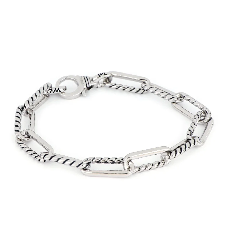 women trendy bracelets -Diamante JM Large Link Bracelet - Rhodium