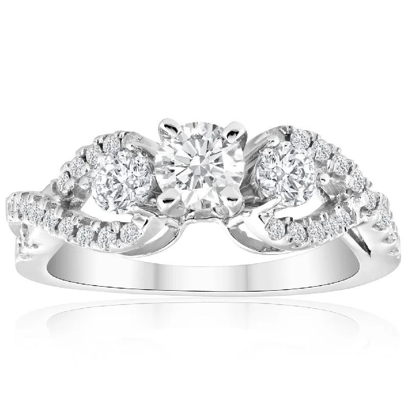 women solitaire engagement rings -1ct Diamond Infinity Twist Engagement Ring 14K White Gold