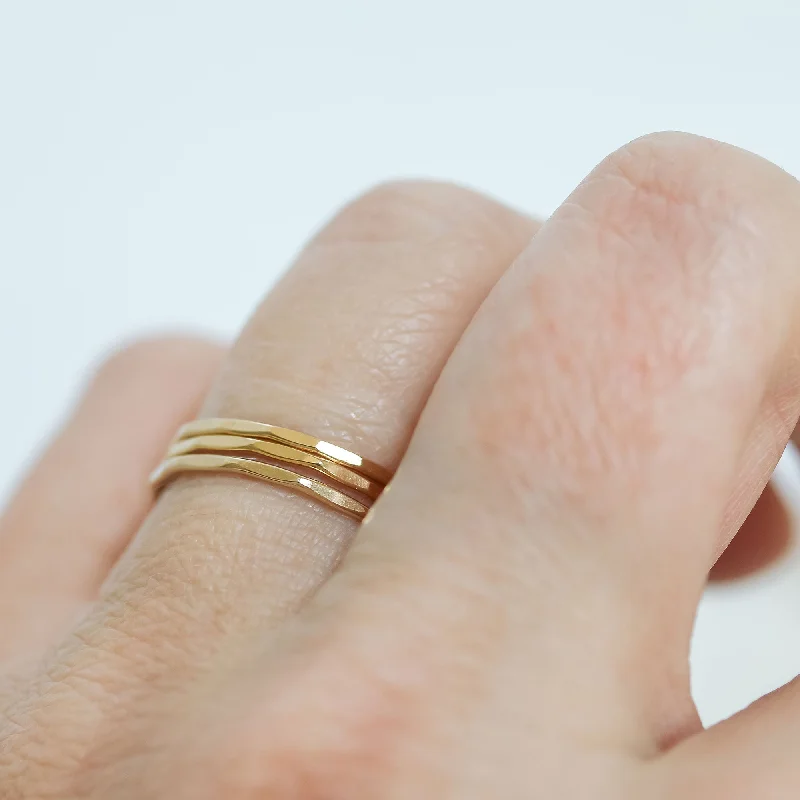 women pear-shaped rings -GOLD-FILLED HAMMERED WISH STACKER