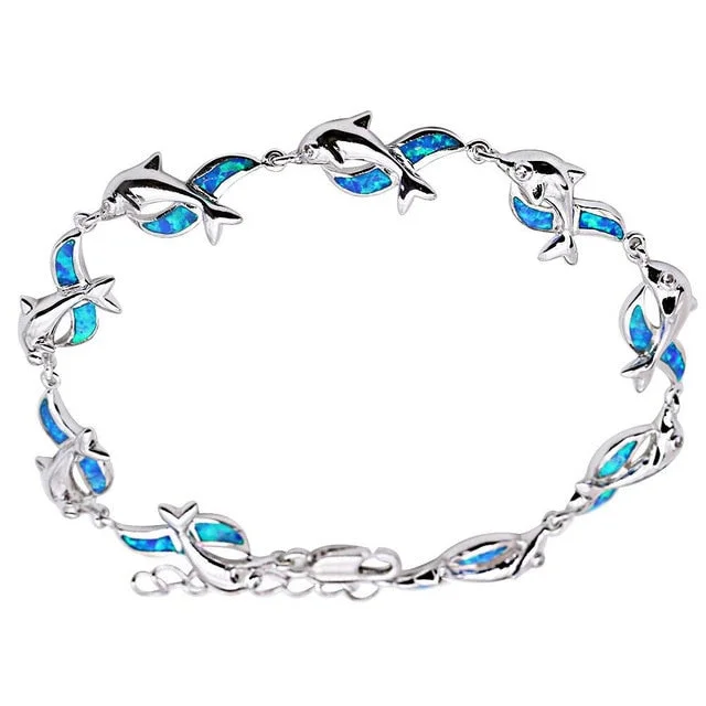 women adjustable bangle sets -New Summer Style Dolphin Turtle Fire Opal Sea Bracelet (available in red and blue)