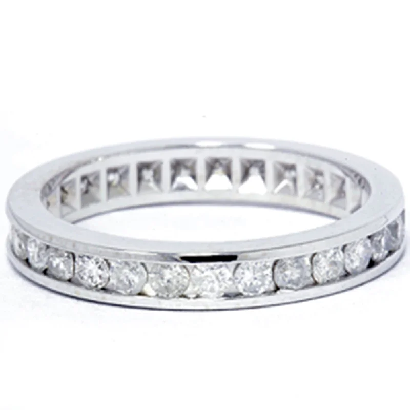 women unique cut engagement rings -1ct Channel Set Diamond Eternity Ring 950 Platinum