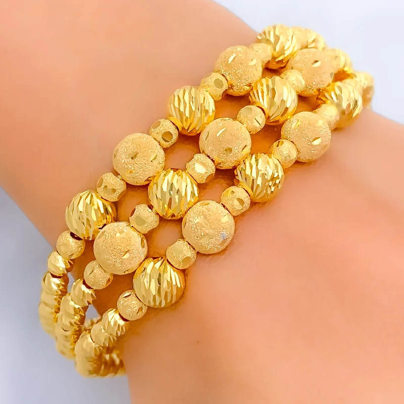 women crystal bracelets -Chic Beaded 21k Statement Bangle Bracelet