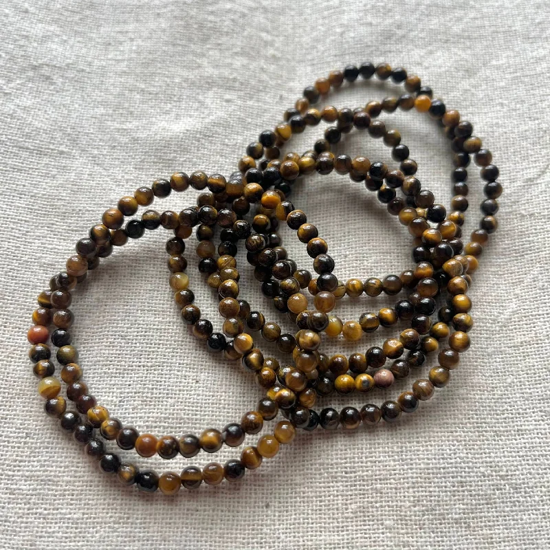 women gold bangles set -Tiger Eye 4mm Beaded Bracelet - Balance