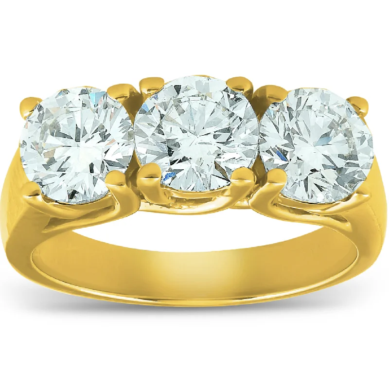 women fancy engagement rings -2 1/2ct Three Stone Diamond Engagement Ring 14K Yellow Gold