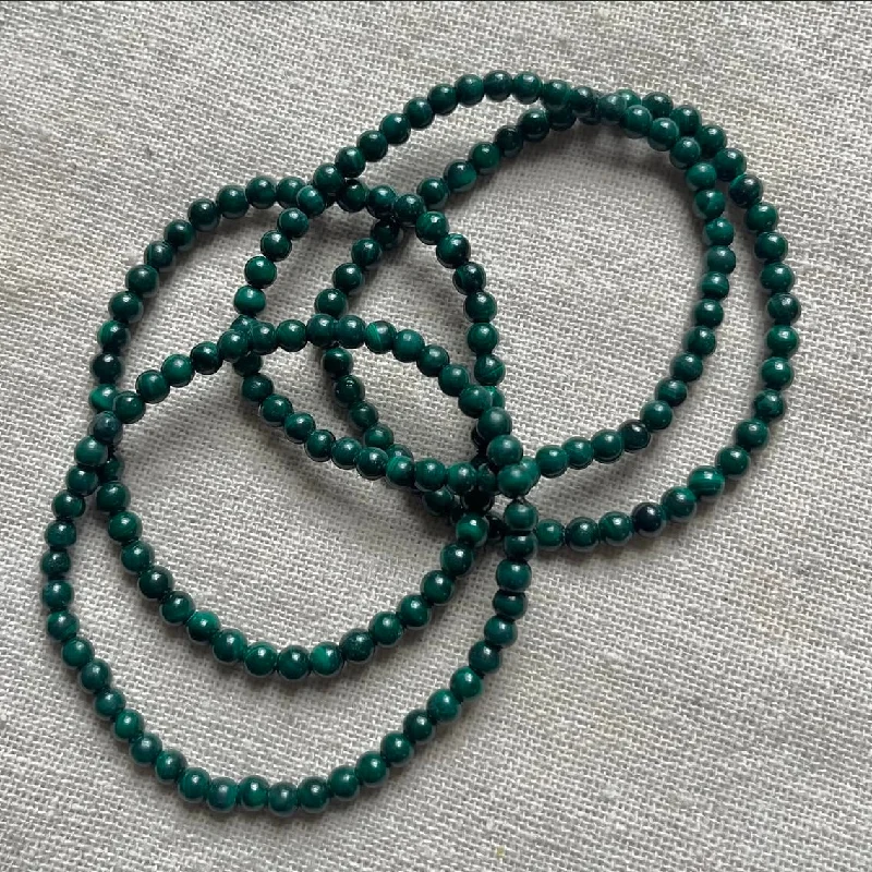 women stacking charm bracelets -Malachite 4mm Beaded Bracelet - Transformation