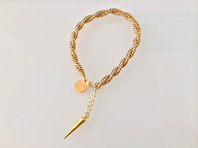 women rose gold bangles -Roped Bracelet