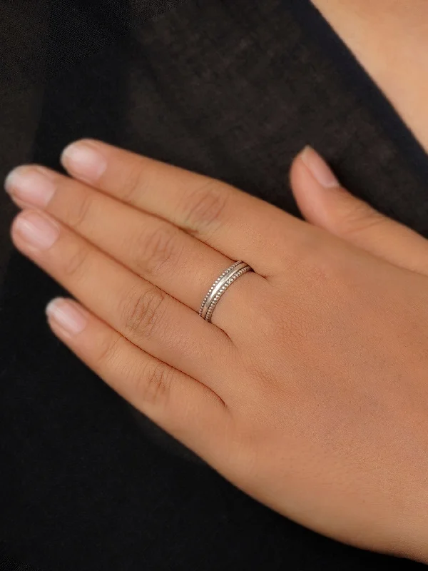 women wedding rings -Grey Color 925 Silver Tribal Ring - EK-SFRNG90SL925