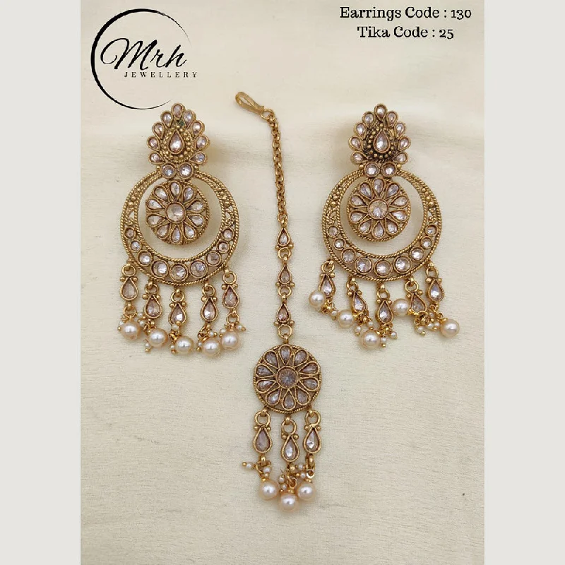 women simple earrings -Jewel Addiction Copper Gold Plated Earrings With Mangtikka