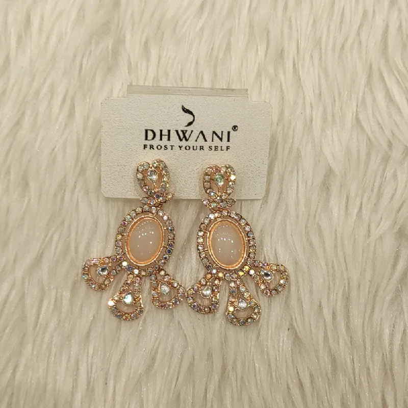 women gold hoop earrings -Dhwani Gold Plated Austrian Stone Dangler Earrings