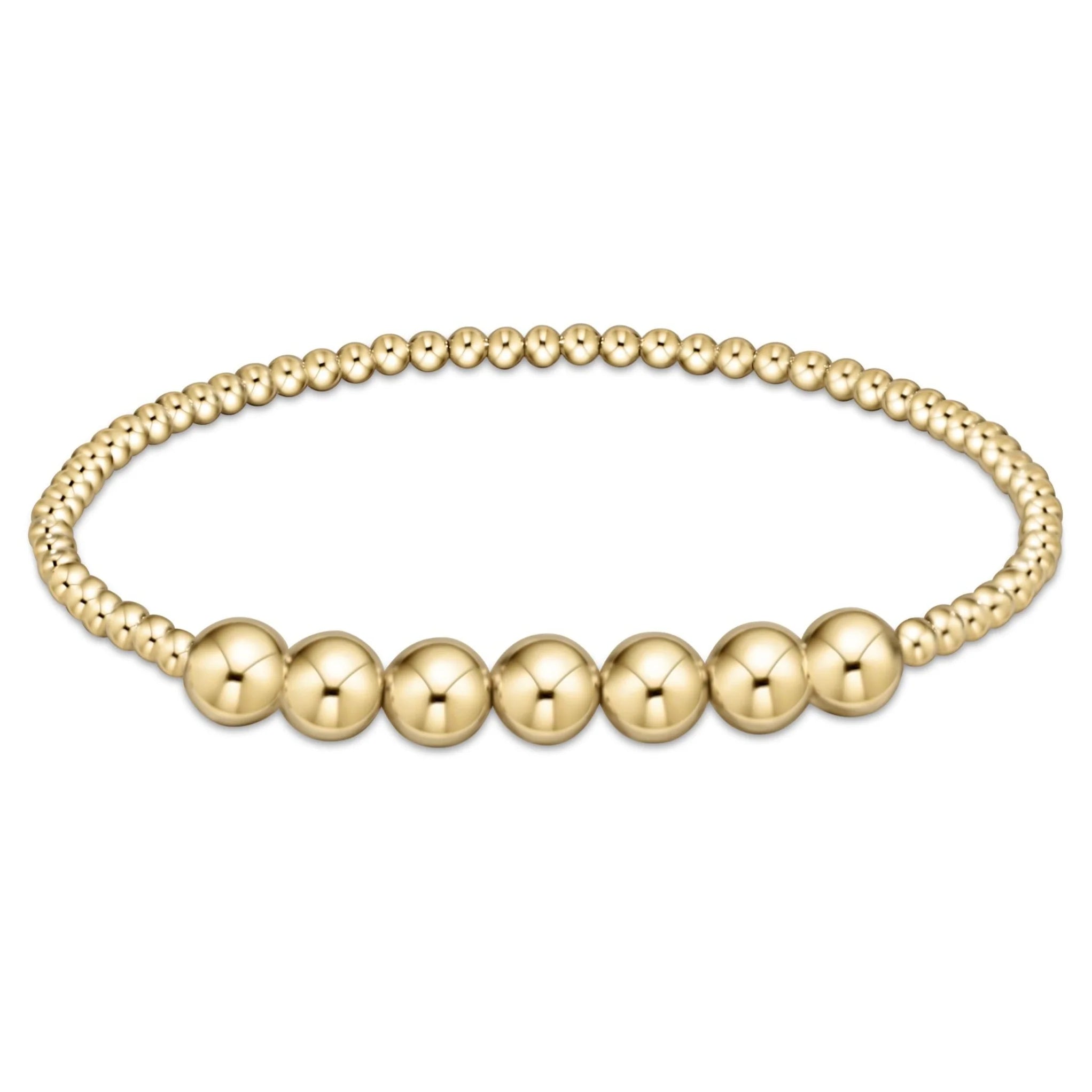 women gemstone bracelets -Classic Gold Beaded Bliss 3mm Bead Bracelet - 6mm Gold