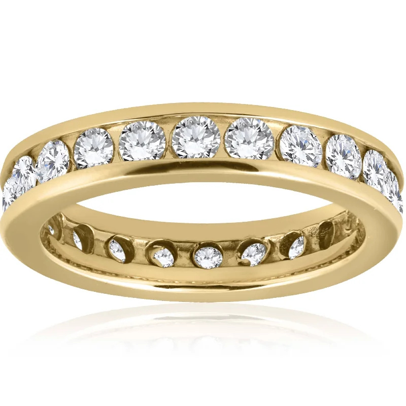 women modern solitaire engagement rings -2ct Channel Set Diamond Eternity Ring 14K Yellow Gold