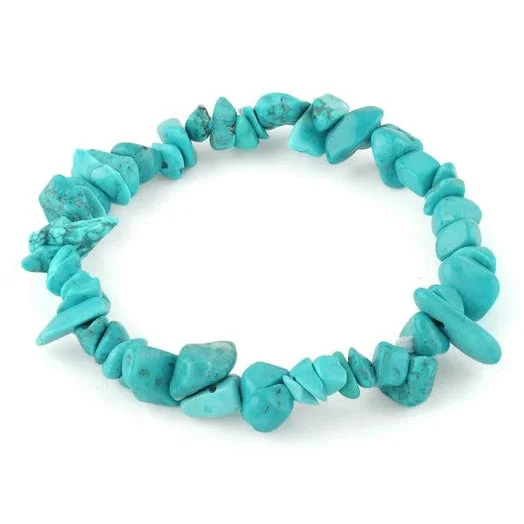 women pearl chain bracelets -Chips Howlite Elastic Bracelet