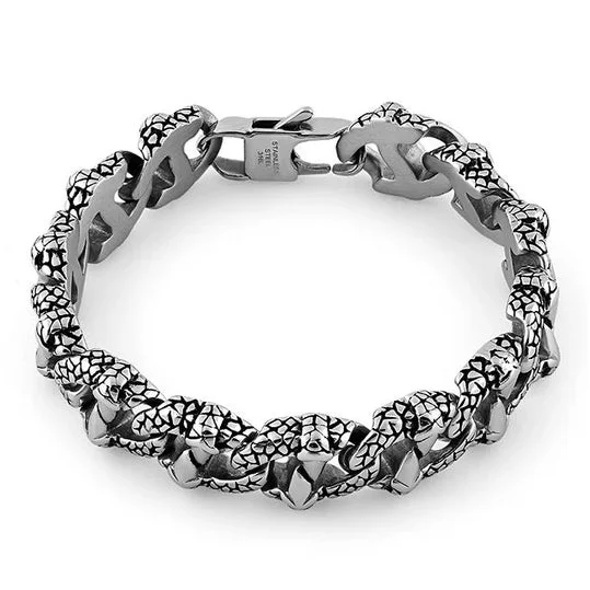 women oval bracelets -Stainless Steel Reptile Claw Marina Chain Bracelet