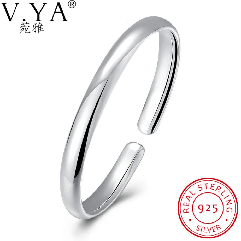 women minimalist bangles -V.Ya Hot Sale Adjustable Bracelets Silver 925 Original Luxury Brand