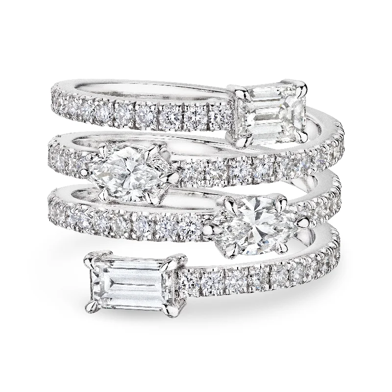 women stack rings -Spiral Radiance Diamond Ring, 2.5 CT