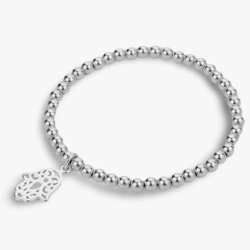 women bangles sets -925 Sterling Silver Stretch Hamsa Charm Bracelet, Sterling Silver Bracelet, Hamsa Bracelet, Stacked Bracelets