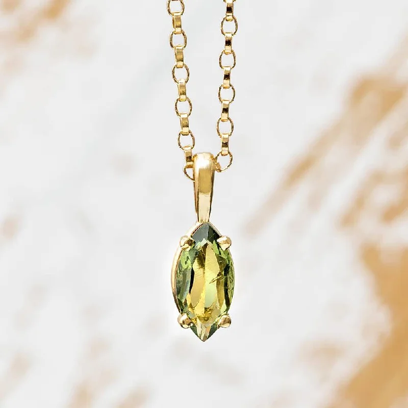 women layered necklaces -Marquise Cut Moldavite Pendant Necklace, In Stock or Made to Order