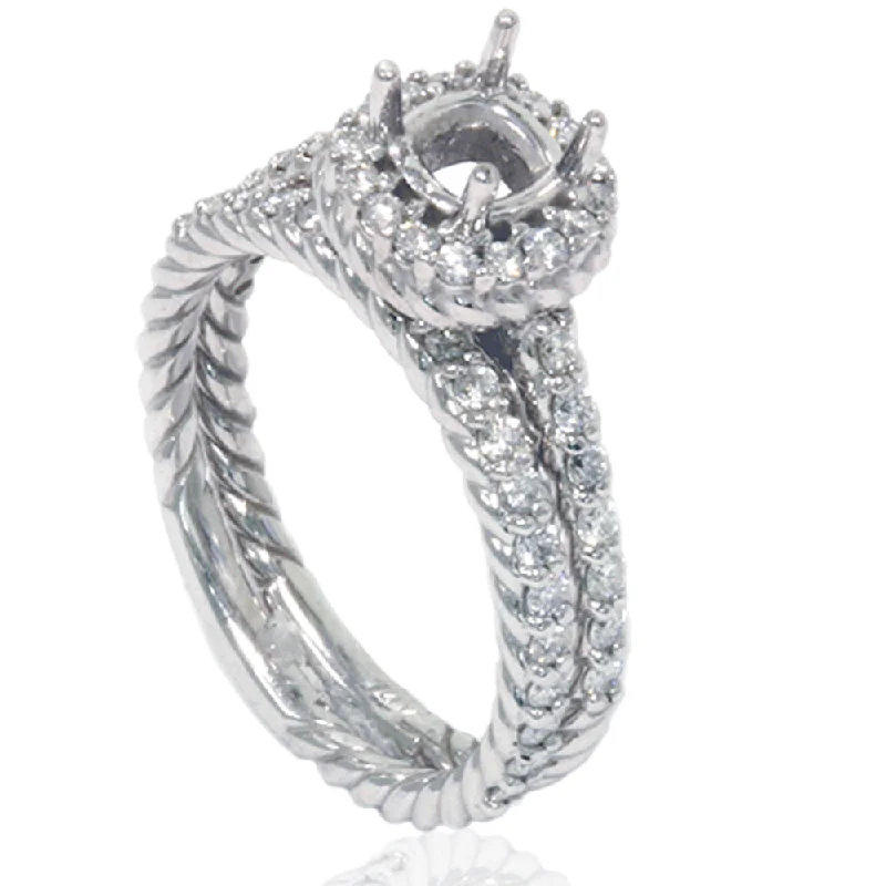 women luxury engagement ring sets -7/8ct Braided Engagement Wedding Ring Set 14K White Gold