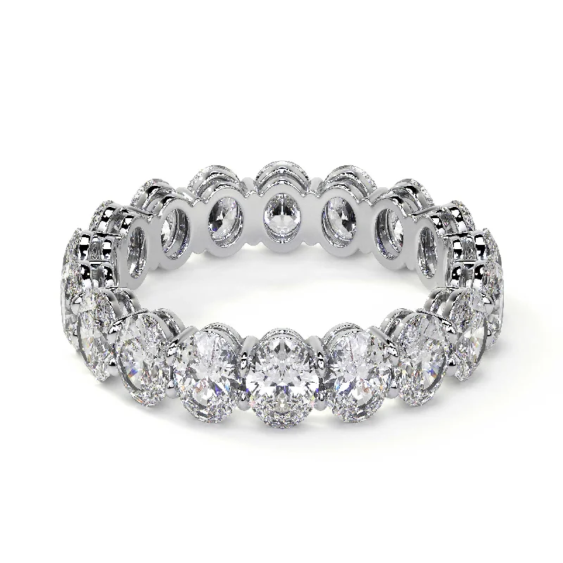 women classic solitaire rings -Oval Cut Diamond Eternity Band, 0.26CT Each