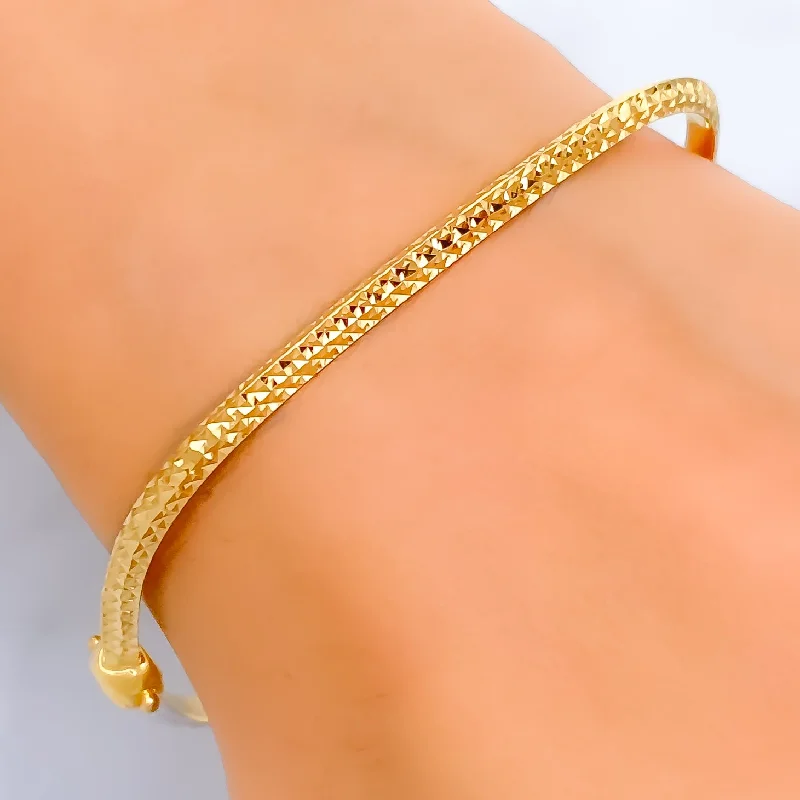 women pearl bangles -Textured Dual Tone 22k Gold Bangle Bracelet