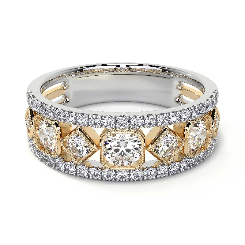 women engraved rings -Mixed Shape Diamond Ring, 1.15 CT