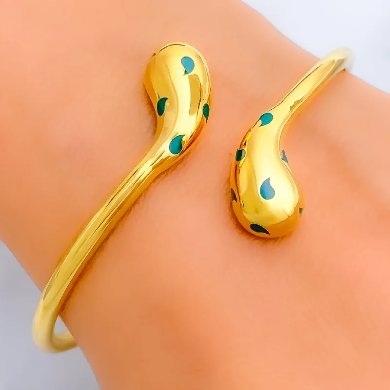 women stack bracelets -Versatile Adorned 21k Gold Open Bangle Bracelet